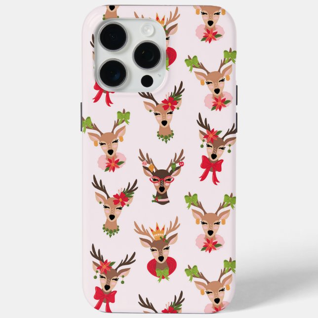 Coquette Christmas Preppy Reindeer Case-Mate iPhone Case (Back)