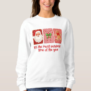 Coquette Christmas Santa Candy Canes Gingerbread Sweatshirt