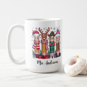 Coquette Christmas Teacher Pencil Coffee Mug