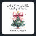Coquette Christmas Tree Bow Baby Shower Square Sticker<br><div class="desc">beautiful coquette design</div>