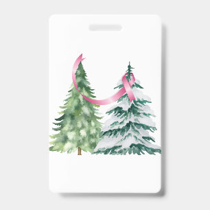 Coquette Christmas Tree, Breast Cancer Awareness Badge