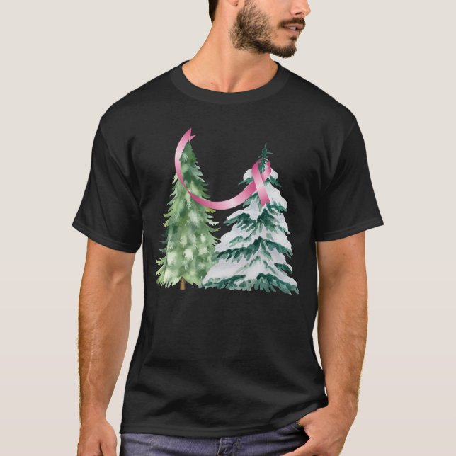 Coquette Christmas Tree, Breast Cancer Awareness T-Shirt (Front)