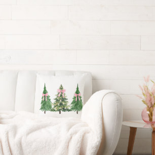 Coquette Christmas Tree, Breast Cancer Awareness Throw Pillow