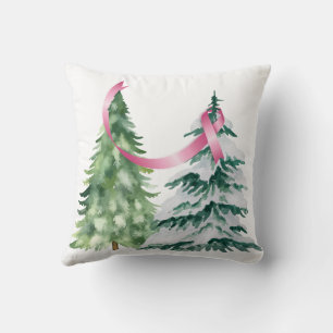 Coquette Christmas Tree, Breast Cancer Awareness Throw Pillow