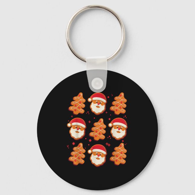 Coquette Christmas Tree Cake Santa Claus Nk Christ Keychain (Front)