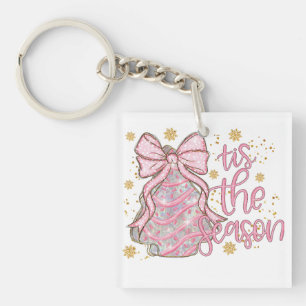 Coquette Christmas Tree Cake Tis the Season Keychain
