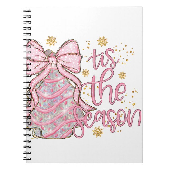 Coquette Christmas Tree Cake Tis the Season Notebook (Front)
