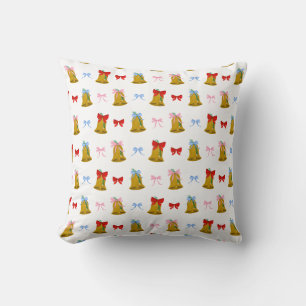 Coquette Classic Christmas Bells and Bows  Throw Pillow