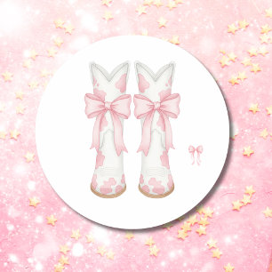 Coquette Cowgirl Birthday Party Classic Round Sticker