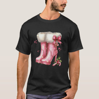 Coquette Cowgirl Boots With Bows Christmas Women G T-Shirt