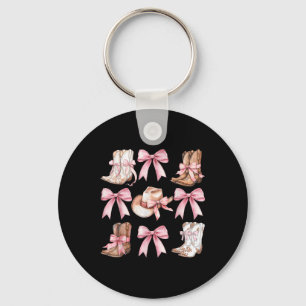 Coquette Cowgirl Boots With Pink Bows Aesthetic Y2 Keychain