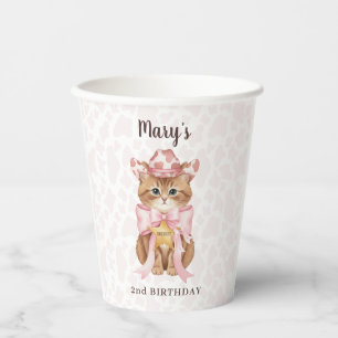 Coquette Cowgirl Cuties Cat Birthday Paper cup