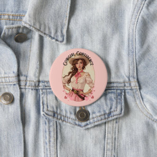Coquette Cowgirl Western Fashion Portrait 3 Inch Round Button