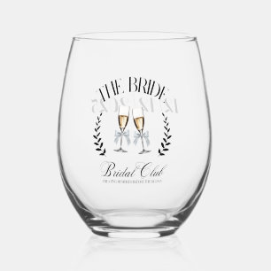 Coquette Cute Pink Bow Personalized Stemless Wine Glass