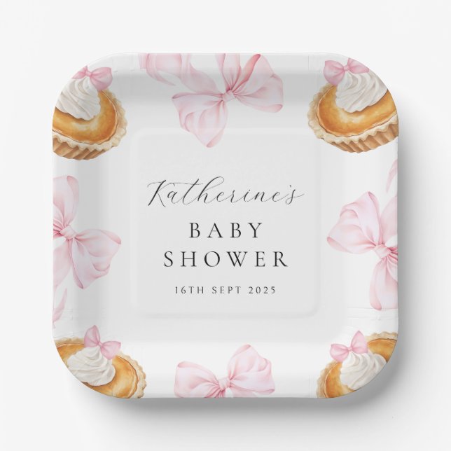 Coquette Cutie Pie Baby Shower Paper Napkin Paper Plate (Front)