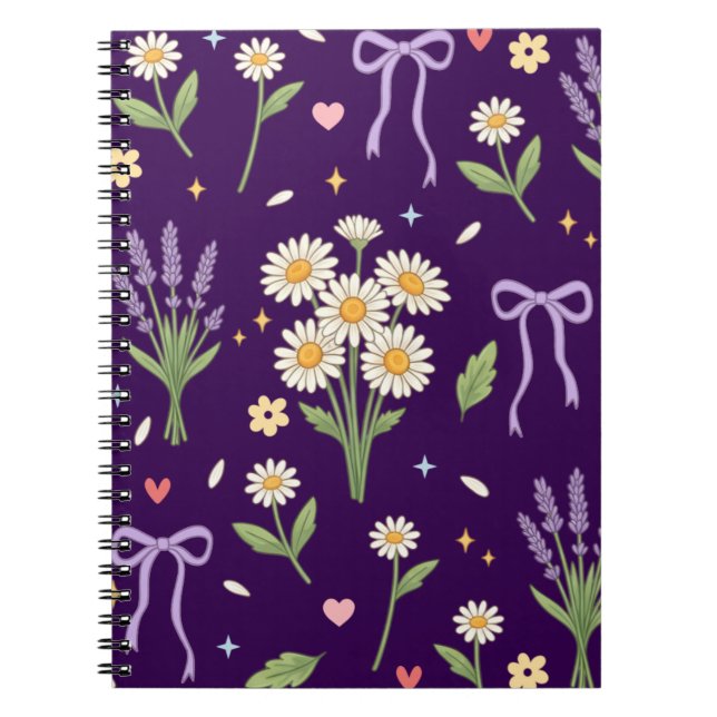 Coquette Daisy and Lavender Notebook (Front)
