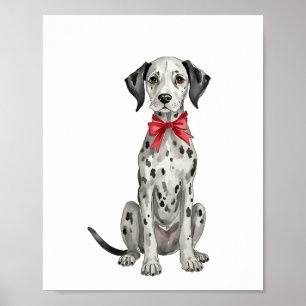 Coquette Dalmatian Puppy Watercolor Poster
