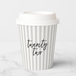 Coquette Disco Ball & Black Bow Grey Stripes  Paper Cups