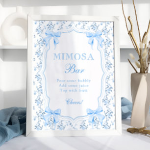Coquette Elegant Blue Bow Mimosa Bar Poster