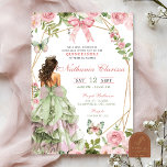 Coquette Enchanted Forest Sage Blush Pink Quincean Invitation<br><div class="desc">Coquette Enchanted Forest Sage Blush Pink Quinceanera Invitation,  Floral Butterfly Sweet 16th Invite,  Geometric Mis Quince XV Años</div>