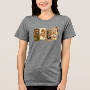Coquette Fall Aesthetic Pumpkin Plaid Cute Autumn  Tri-Blend Shirt