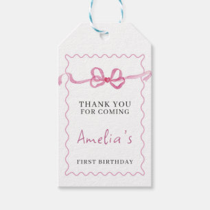 Coquette Favor Tag for Birthday Party Girl Bow