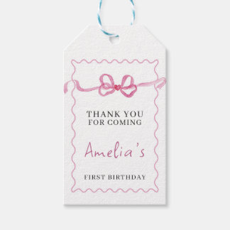 Coquette Favor Tag for Birthday Party Girl Bow