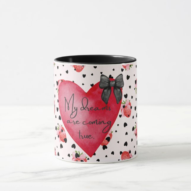 Coquette Fille Affirmation Positive Fraise Mug (Centre)