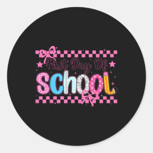 Coquette First Day Of School Preppy Ck To School T Classic Round Sticker