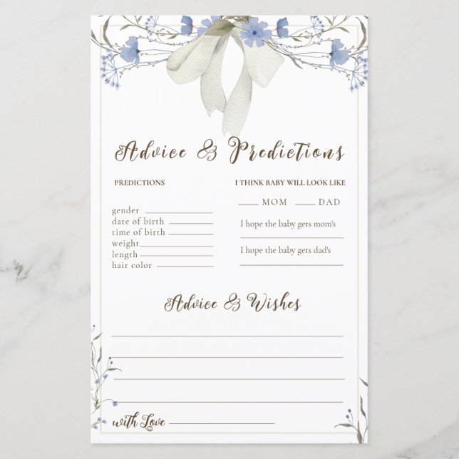 Coquette fleur sauvage Bow Conseils et cartes de p (Devant)