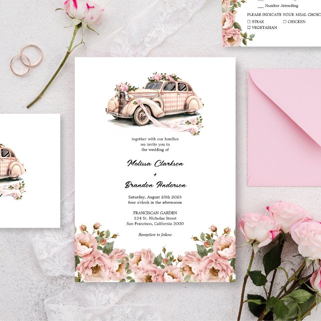 Coquette Floral Blush Pink Wedding Invitation (Creator Uploaded)