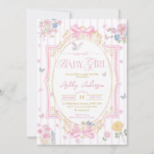 Coquette Floral Bow Baby Girl Shower