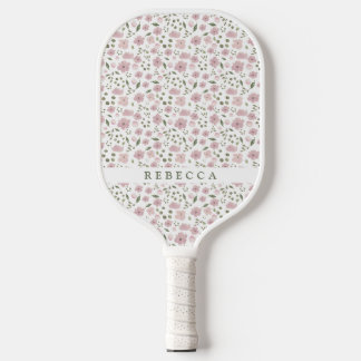 Coquette Floral Pattern | Personalized Name Pickleball Paddle