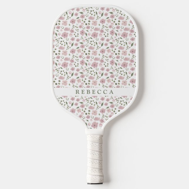 Coquette Floral Pattern | Personalized Name  Pickleball Paddle (Front)