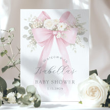 Coquette Floral Pink Bow Baby Girl Shower Welcome