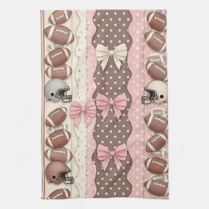 Coquette Football Bows Leopard Pattern (10) Kitchen Towel