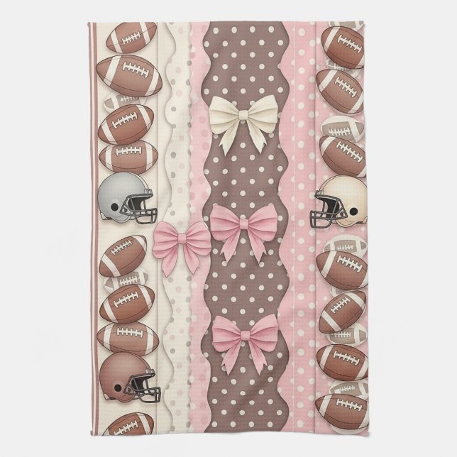 Coquette Football Bows Leopard Pattern (10) Kitchen Towel (Vertical)
