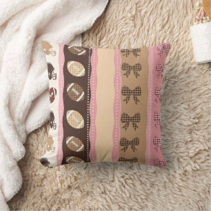 Coquette Football Bows Leopard Pattern (10) Throw Pillow