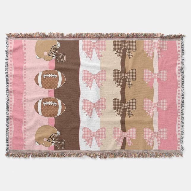 Coquette Football Bows Leopard Pattern (11) Throw Blanket (Front)