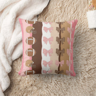 Coquette Football Bows Leopard Pattern (11) Throw Pillow