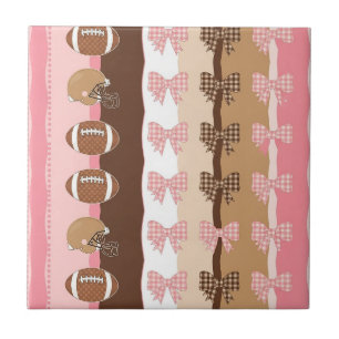 Coquette Football Bows Leopard Pattern (11) Tile