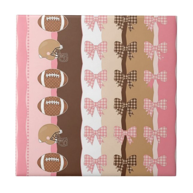 Coquette Football Bows Leopard Pattern (11) Tile (Front)