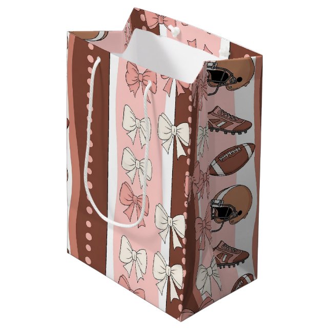 Coquette Football Bows Leopard Pattern (12) Medium Gift Bag (Front Angled)