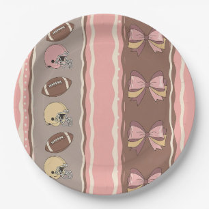 Coquette Football Bows Leopard Pattern (12) Paper Plate