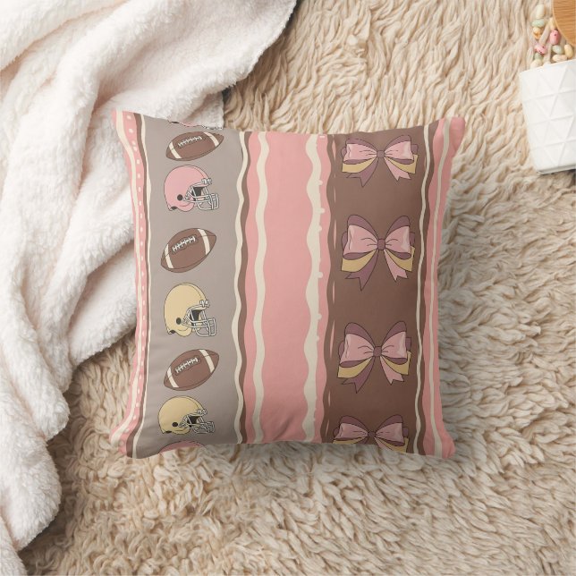 Coquette Football Bows Leopard Pattern (12) Throw Pillow (Blanket)
