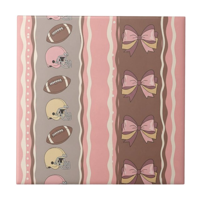 Coquette Football Bows Leopard Pattern (12) Tile (Front)
