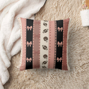 Coquette Football Bows Leopard Pattern (13) Throw Pillow