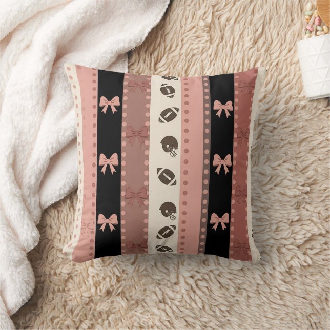 Coquette Football Bows Leopard Pattern (13) Throw Pillow (Blanket)