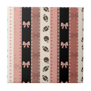 Coquette Football Bows Leopard Pattern (13) Tile