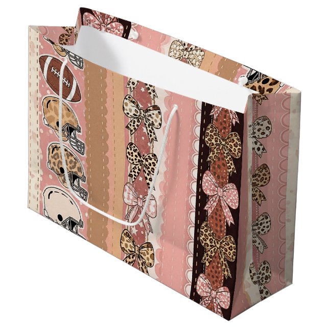 Coquette Football Bows Leopard Pattern (1) Large Gift Bag (Front Angled)